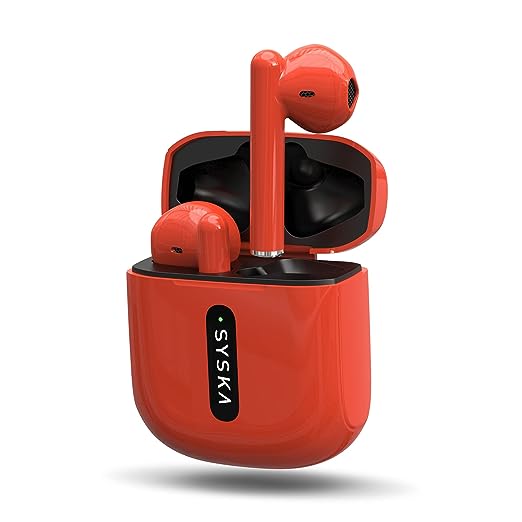 Syska Sonic Buds IEB450 True Wireless Earbuds with Ultra Sync Technology, 20Hr Play BackTime, Tap N Play Touch Control, Light Weight, IPX4 Water Resistant (Cherry Red, Made in India) Syska Sonic Buds IEB450 True Wireless Earbuds with Ultra Sync Technology, 20Hr Play BackTime, Tap N Play Touch Control, Light Weight, IPX4 Water Resistant (Cherry Red, Made in India)